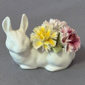 Bunny Coalport England Capodimonte Porcelain Flower Figurine Staffordshire Hare